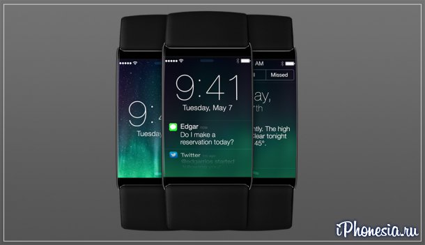 Дизайнерский концепт часов iWatch в стиле iOS 7
