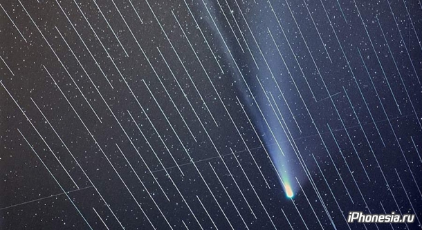 Околоземные спутники Starlink помешали астроному из Испании наблюдать за кометой C/2020 F3 (NEOWISE)